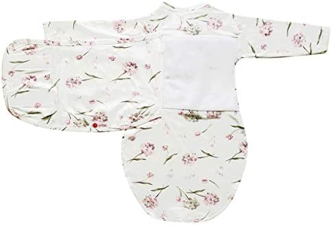 Евта со долги ракави Swaddle Vicket, и лента за глава за бебиња 0-3 месеци-збиени цвеќиња, 6-14 фунти | Лесен пристап до пелена | Рака и нозе