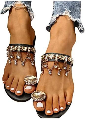 Женски рамни чевли рамни чевли жени дебели прстени чевли женски потпетици дами папучи забава на отворено кристална мода пети