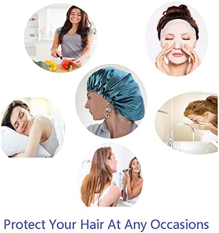 Сатенска хауба за жени прилагодлив двоен слој за спиење ноќно капаче за природна нега на коса и миење на лицето