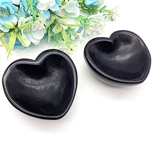 Laaalid xn216 1pc природен камен црн опсидијан срцев облик сад кристален камен пепелник заздравувајќи кристален камен дома орнаменти како подарок природен
