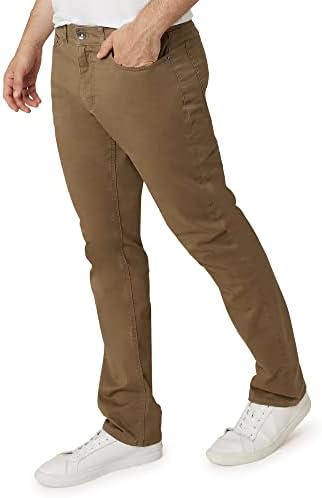 Машки Каки Панталони-Тенок Фит Удобност Истегнување 5 Џеб Панталони-Обични Чино Со Флексибилен Појас За Мажи