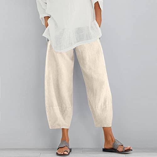 MGBD широки панталони за нозе жени бохо постелнина случајна плус големина висока половината лесна тропска трендовски секојдневен панталони