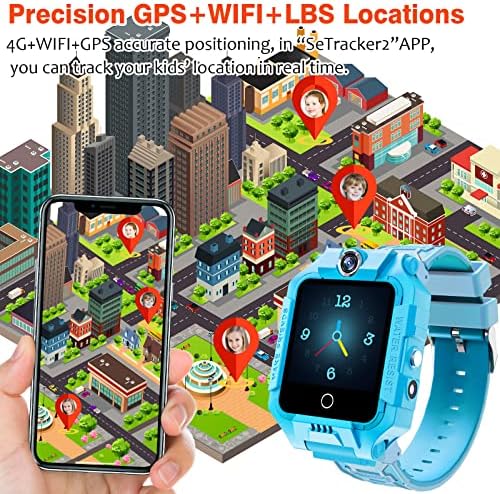 4g Деца Гледаат За мало дете w GPS Tracker, Телефонски Часовник w Видео Разговор 3-Насочен Повик СОС WiFi W SIM Слот Камера Паметни