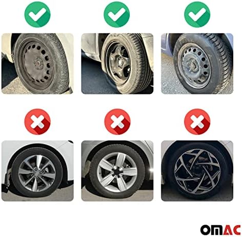 Hubcaps за покривање на тркалото OMAC за 15-инчни, тркала за обложување на центри, сет на 4 парчиња, ABS, црна