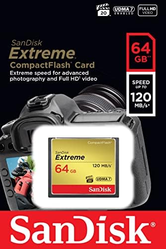 Sandisk 64GB Екстремни Компактен Flash Мемориска Картичка УДМА 7 Брзина До 120mb/s-SDCFXSB-064G-G46