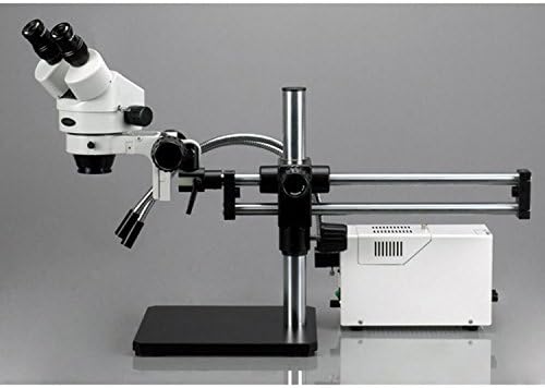 Amscope SM-5BZ-Fod Професионален Бинокуларен Стерео Зум Микроскоп, Wh10x Окулари, 3,5 X-90X Зголемување, 0,7 X-4,5 X Зум Цел, Двојна Гуска Влакна-Оптичка