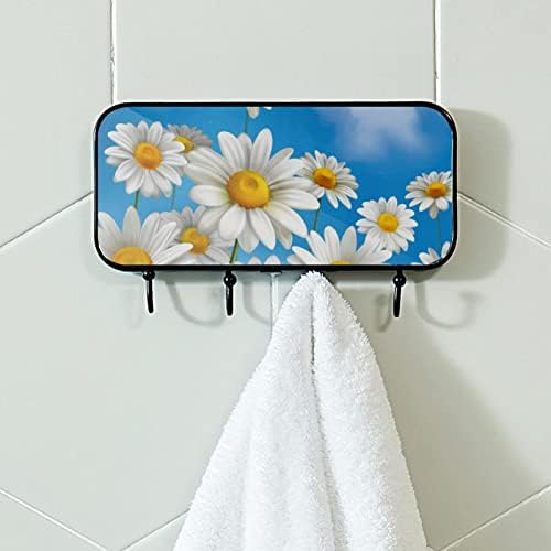 Lyetny Holder wallид монтиран решетка за пешкир за бања бања бањарка облека облечена облека бела жолта маргаритка флорали сино