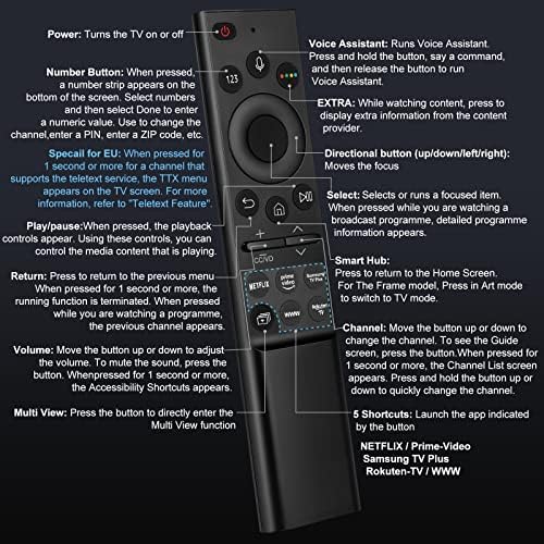 Заменски глас далечински управувач за телевизорите Samsung, само за Samsung-TV-Remote со гласовна функција, за Samsung QLED