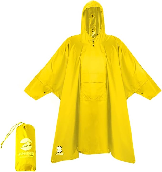 Сафироза Худ дожд Пончо водоотпорна јакна од мантил за мажи жени возрасни
