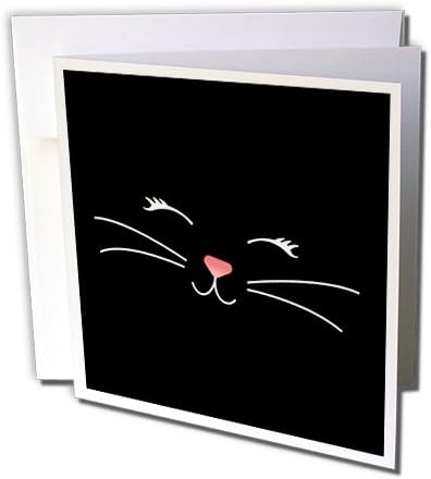 3drose Премногу симпатична црна мачка мачка лице нос и мустаќи - честитка, 6 x 6, сингл