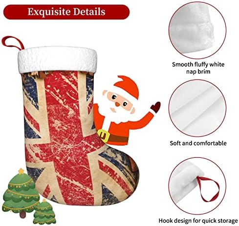 Cutedwarf британско знаме Кристама чорапи Божиќни украси на дрво Божиќни чорапи за Божиќни празнични забави подароци 18-инчи