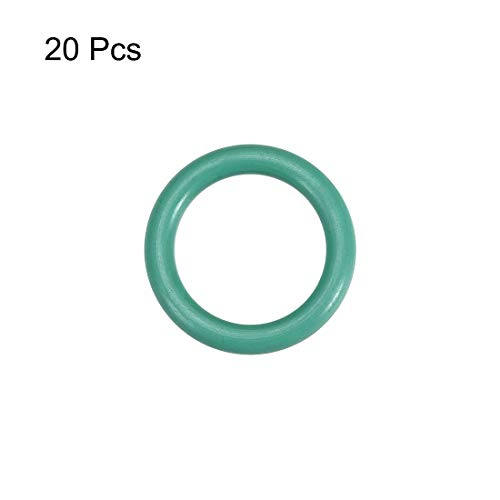 Uxcell Fluorine гума О-прстени, 15мм OD 11.2mm ID 1,9мм ширина FKM заптивка за заптивка за водовод на машини, зелена, пакет од 20