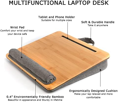Sumisky lap-табела за лаптоп табела со бамбус платформа држач за перница за перница против лепење на кревет и софа)