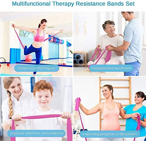 Терапија со рамни ленти за отпорност, латекс бесплатни рамни еластични вежби за истегнување, флексибилност, пилатес, јога, балет, гимнастика,