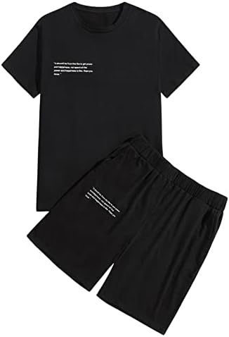 Горглитер Машки 2 парчиња графички облеки за кратки ракави екипаж и шорцеви за песни поставени со џебови