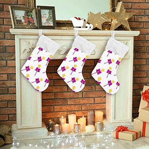ТАРТИЦИЈА божиќни чорапи 1 пакуваат големи 18 во Божиќни чорапи со симпатично магично стапче од камин што висат Божиќни чорапи Персонализирана декорација за семејн