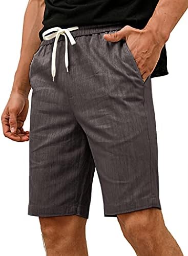 Тинквел Менс каузални памучни шорцеви со лапарско лето класично вклопени кратки панталони со еластични џебови на половината
