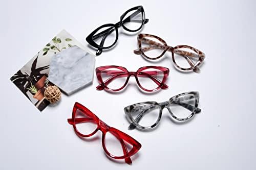 Очила за читање со 5 пакувања за жени читатели на очи за мачки