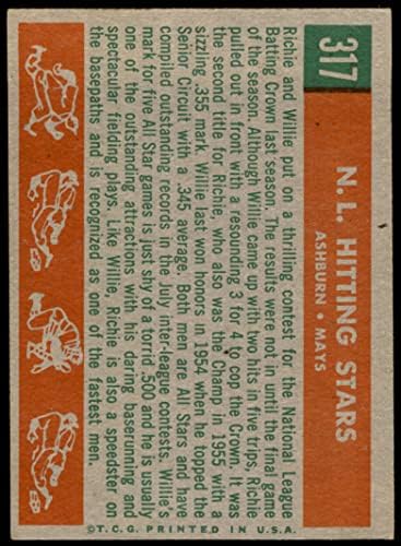 1959 Топпс 317 NL Удиње на кралевите Вили Мејс/Ричи Ешбурн гиганти/Филис ВГ/екс гигант/Филис