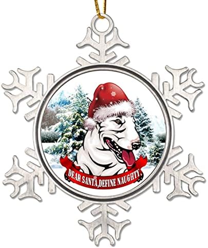 Куче со Дедо Мраз во снег Новина Метална снегулка Божиќни украси Подарок драг Дедо Мраз Дефинирајте непослушен Божиќен украс за