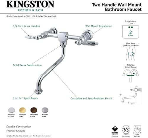 Кингстон месинг ks1211gl наследство од бања, полиран хром