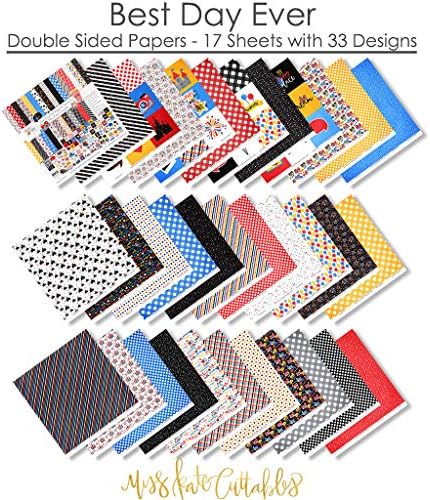 Комплет за хартија и налепница - Најдобар ден досега за Дизни - 17 двострани хартии од 12x12 со 33 дизајни и 1 8x12 налепница - занаетчиска