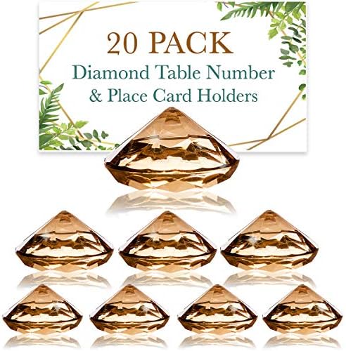 Убав дисплеј Број на табела со злато дијаманти и држачи за картички - сет од 20 цврсти акрилни луксузни држачи за проucид, совршени