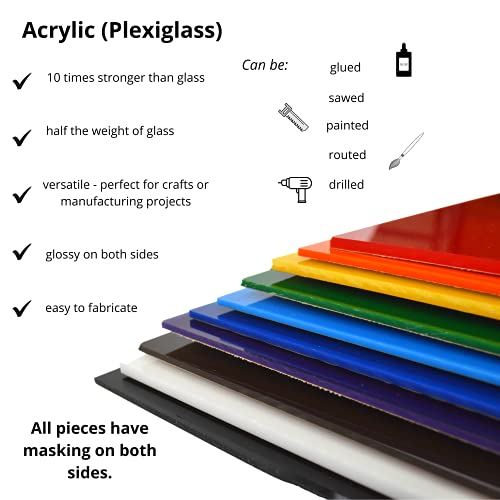 Купипластичен 7508 бела цврста боја акрилен плексиглас лист, изберете големина и дебелина, 1/8 x 18 x 24 , пластично плекси стакло за занаети,