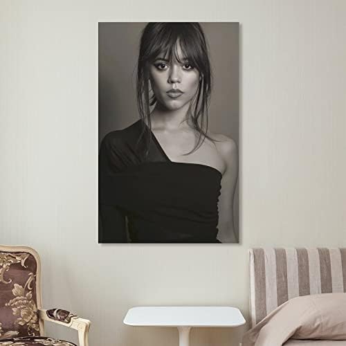 Ywvwy jenna ortega постер црно -бело платно wallидна уметност печати убавина славна актерка декоративна спална соба модерна домашна слика