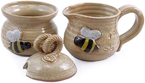 Зафатена Пчела Американска Рачно Изработена Керамика Керамика 10-Унца Крем И Шеќер Тегла Во Собата