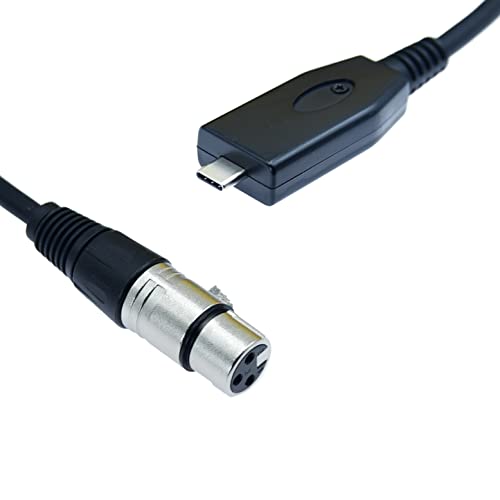 MIC XLR Femaleенски до USB C Type-C кабел Микрофон Тип Ц машки линк Студио Аудио кабел Компатибилен со Google Pixel Samsung Galaxy