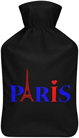 Loveубов срце Париз Ајфел кула шише со топла вода со мека кадифен капаче топла гумена вода торба за вбризгување 1000 мл