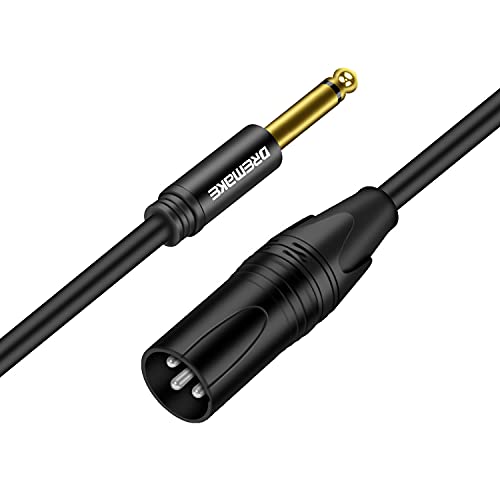 Dremake 3 -Pin XLR машки до TS 1/4 моно џек машко небалансиран кабел за интерконекција на микрофон, четвртина инч до XLR MIC аудио