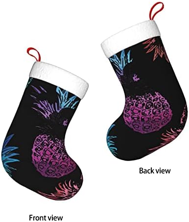 Аугенски Божиќни чорапи Акварел мулти ананас двостран камин што виси чорапи