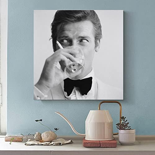 Роџер Мур се тресеше Не мешано пушење постери црно-бело постер платно платно печатење на wallидни уметности за wallидни декор декор