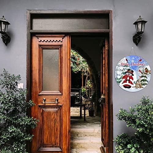 Божиќна влезна врата знак Среќна Божиќна зима Снег црвена птица животинска мачка Снежан wallид виси декор од празник врата,