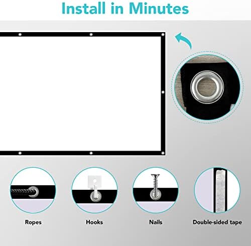 Екран на проектор 100 инчи, COI на отворено филмски екран 16: 9 преклопни и анти-безизми ， преносен екран на проекторот за домашно