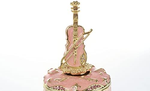 Keren Kopal Pink Musical Piolin Wind Up Music Box Единствена рачно изработена идеја за подароци