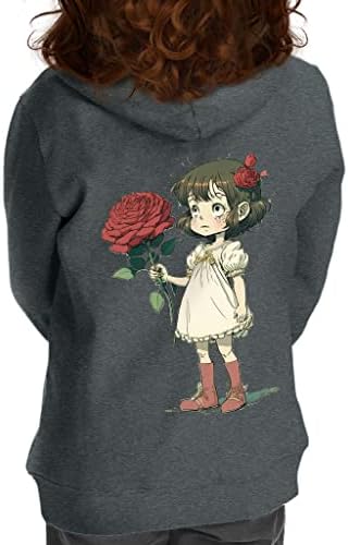 Девојче за печатење дете со целосна зипска качулка - качулка за цртани филмови - Худи за деца со цвеќиња