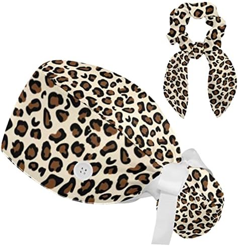 Прилагодливо работно капаче Леопард Беспрекорна буфантна капа со копчиња чистат капа со ласкава коса чистачка