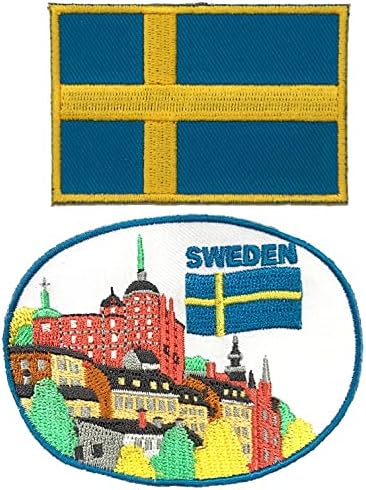 A-One 2 PCS Pack- Stockholm City Patch+Sweden Flag Patch, Capital City Patch, Travel Souvenir DIY везови, Sew-on/Amblem-on Amblem, Patch