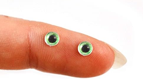4мм ситни светло зелени човечки стаклени очи пар на мали кабохони со рамен бек за играчки скулптура полимер глинеста уметност кукла или накит