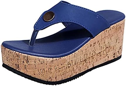 Летни обични буци сандали за жени, ултра густо единствено удобно удобно папучи на плажа од сандали