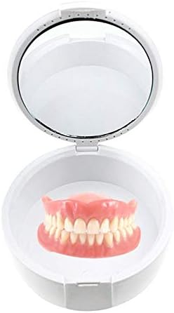 Кутија за патување за протези на протези од 10 компјутери со огледало, кутија за складирање на протези на уста, лажни заби