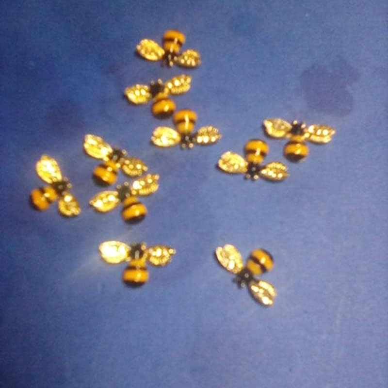 10 парчиња 3Д легури на ноктите за нокти, кристално легура пчела/цвеќиња кралски дијаманти накит за нокти, луксузен рахинтестон за DIY Nail