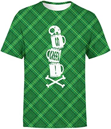 ПДФБР Св. Патрик Денот на мажите маици Soilder Краток ракав Зелен графички маички врвови gnomes печати спортски мускули вклопуваат