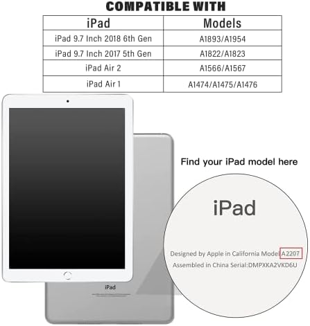 Морнекс случај за iPad 6 -та генерација 2018 /5 -та генерација 2017 / iPad Air 2 / iPad Air 1, тенок мек силиконски паметен трифолд
