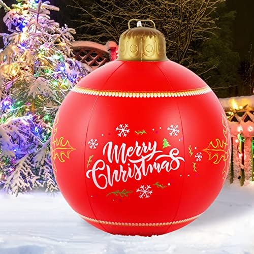 24 -инчни украси за божиќни топка, големите Божиќни ПВЦ на надувување украсени украсени топчести украси, Божиќни дворни украси за