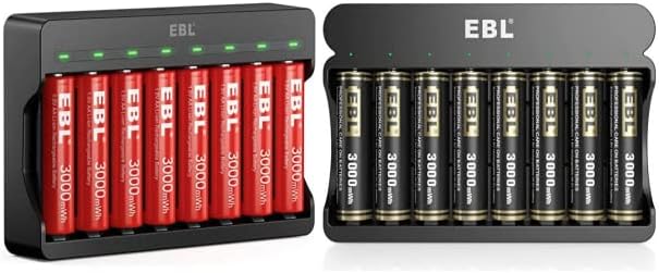 Litл 8 Пакет Литиум Bat Батерии За Полнење Со Полнач и 8 Пакети Ни-Знн Bat Батерии За Полнење Со Полнач