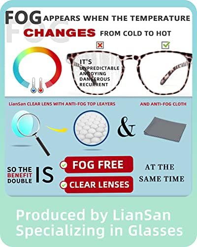 Лиансан Заштитни Очила За Читање Против Магла Со Читатели За Жени Мажи ТР90 Сини Очила За Блокирање На Светлината